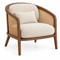 Sillón con estructura abierta con detalles de entramado, beige y marrón