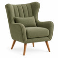 Sillón tapizado con acolchado acanalado y respaldo alto, verde y marrón