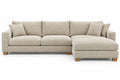Sofá esquinero tapizado con patas elevadas, beige