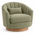 Sillón tapizado de líneas curvas con acolchado acanalado, verde y marrón