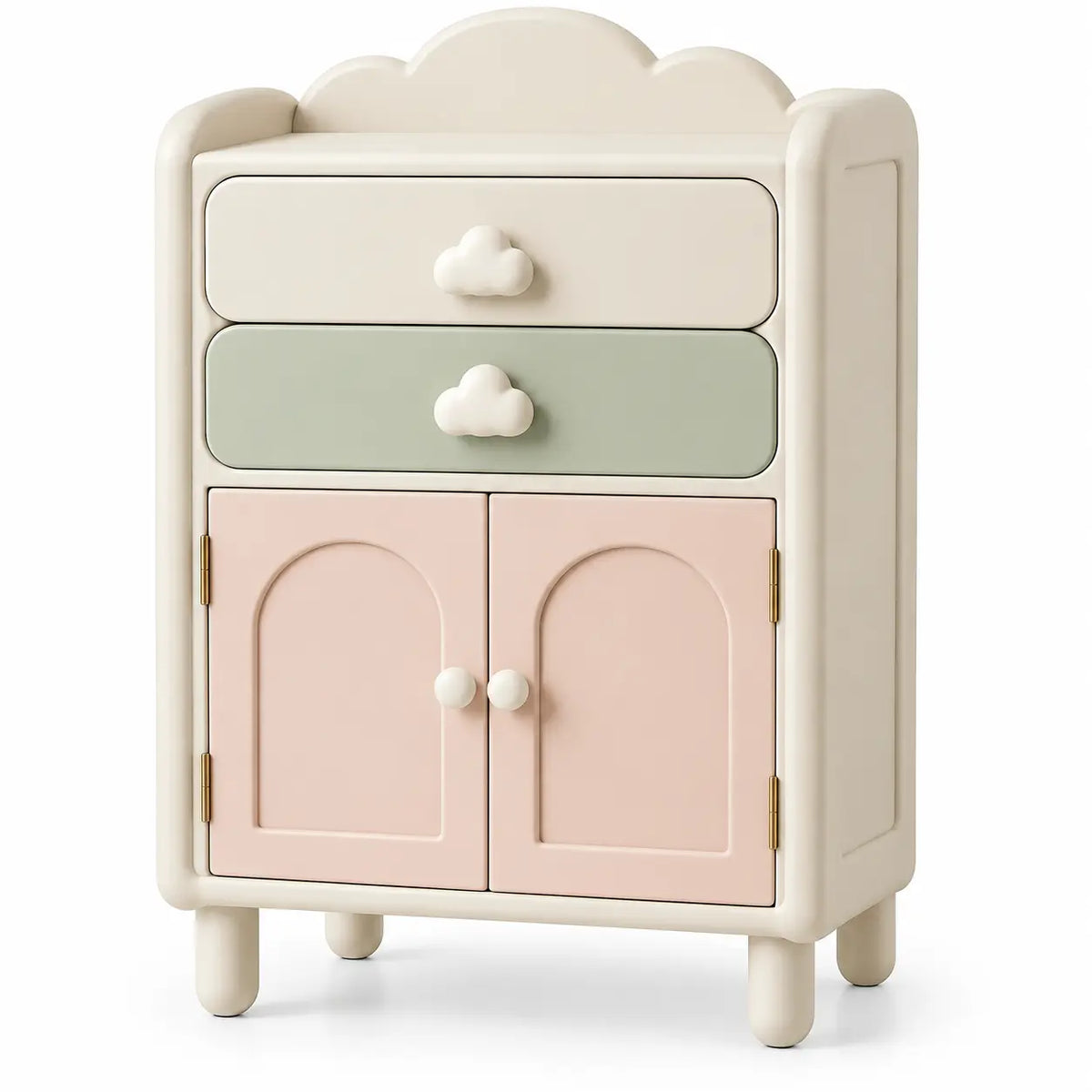 Armario de almacenamiento con motivos de nubes, blanco, verde y rosa