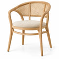 Silla con respaldo con detalles de entramado, beige y marrón