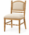 Silla con respaldo con detalles de líneas verticales, beige y marrón